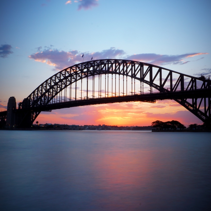 The Sydney Harbour Bridge at sunset