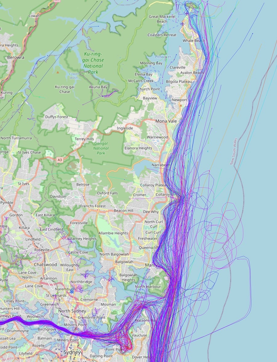 map of Sydney's northern beaches, from the harbour entrance up to Barrenjoey head
